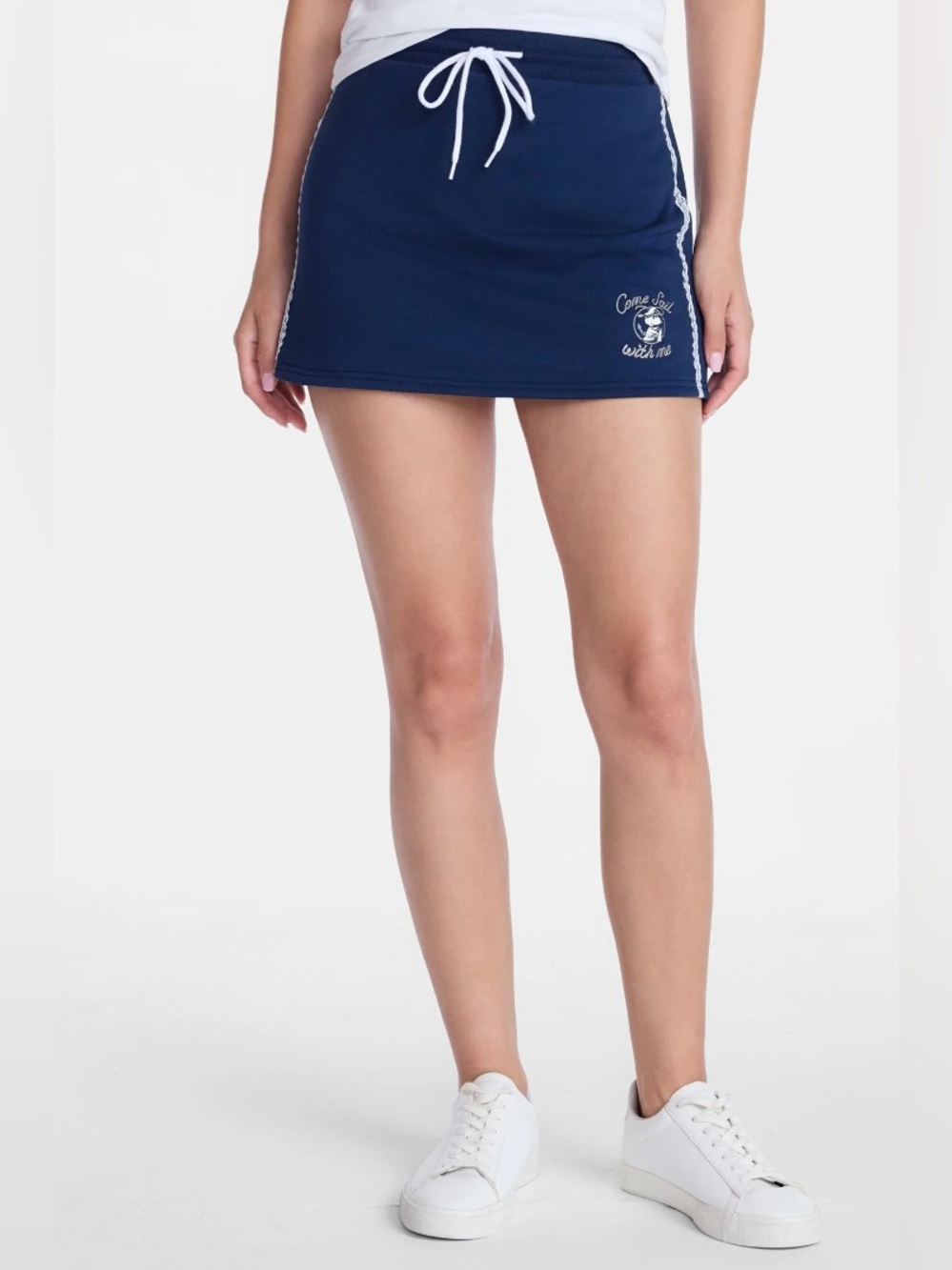 NWT Peanuts Navy Athletic Drawstring Mini Skort